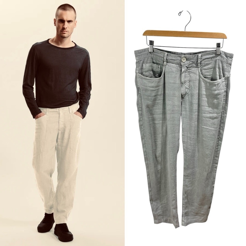 Transit UOMO Grey Green Italian Linen Jean Size M ( US 34)